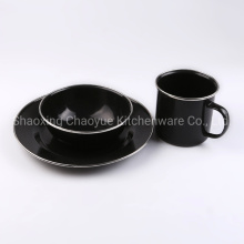 12pieces Black Durable Metal Dinnerware for Outdoor Dining
