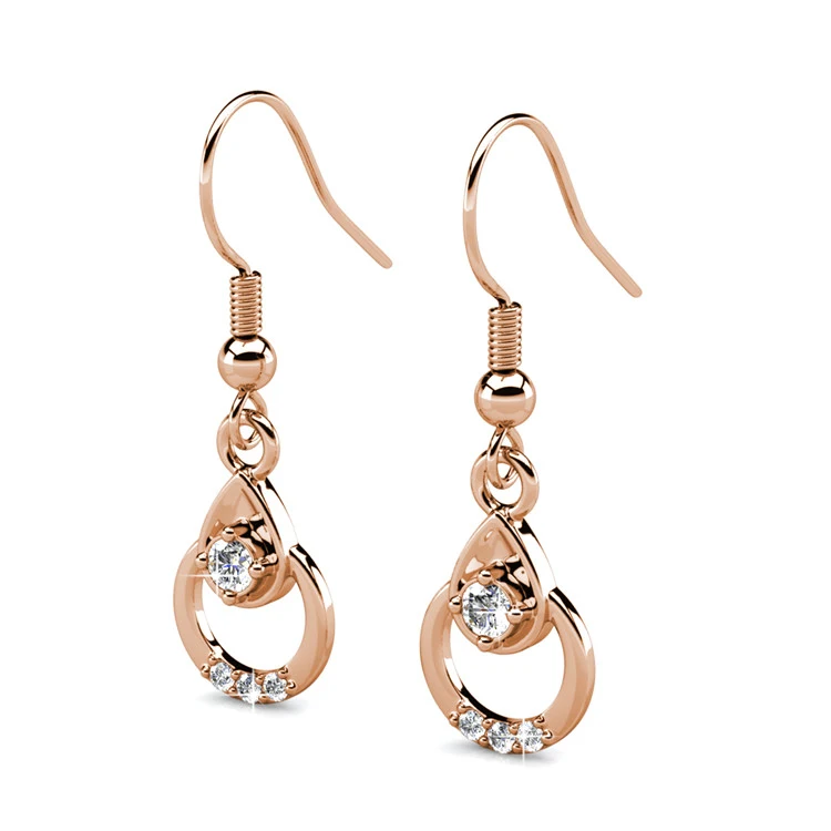 Fashion Women Jewelry Clair Hook Teardrop Earrings with Finest Crystal
