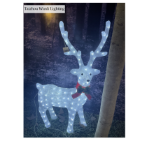 3D Warm White Acrylic LED Christmas Light Deer with Bow Tie - 160LED 103cm Holiday Decoration