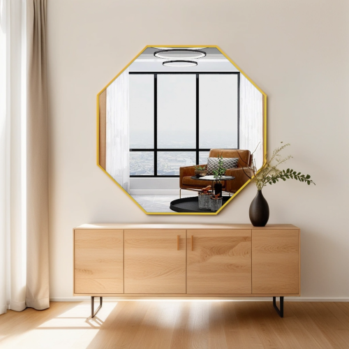 Glod Bathroom Decor Wall Octagon Wall Mirror