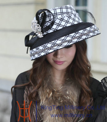 Newly designed lady dress hat satin dress hat women hat