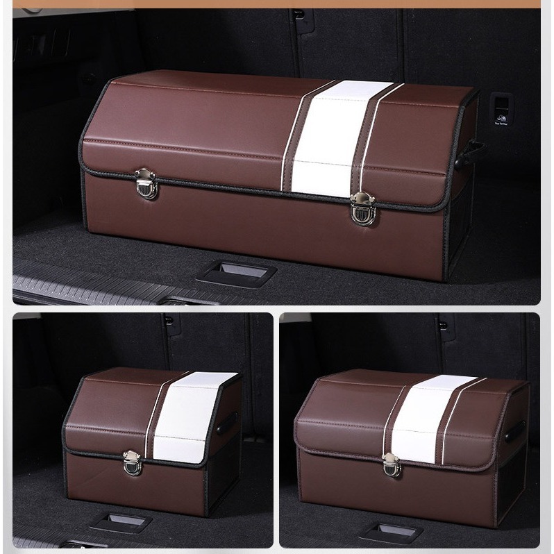 Waterproof Leather Foldable Car Trunk Storage Box Large Capacity Car Organizer