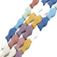 Wholesale Colorful Fish Shaped Natural Lava Stone Loose Beads For Bracelet