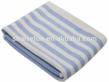 wholesale classic striped 12gg flat knit cashmere baby blankets