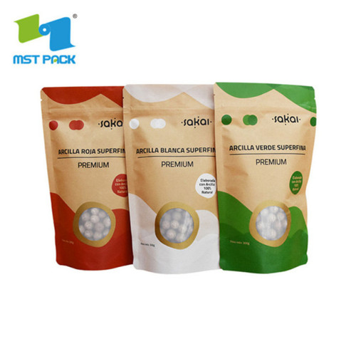 kraft stand up packaging pouches with window