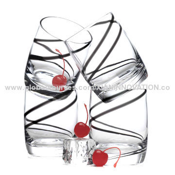 Black Swirl Double Old Fashion Drinking Glasses