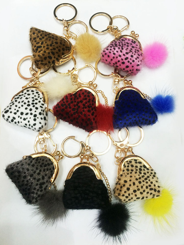 Tiny Mink Fur Ball Keychains