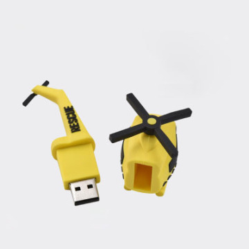 Schattige helikoptervormige USB-flashdrive 3D PVC