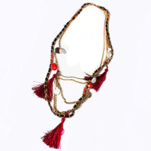Latest Design Gold Chain Necklaces With Red Stain Tie