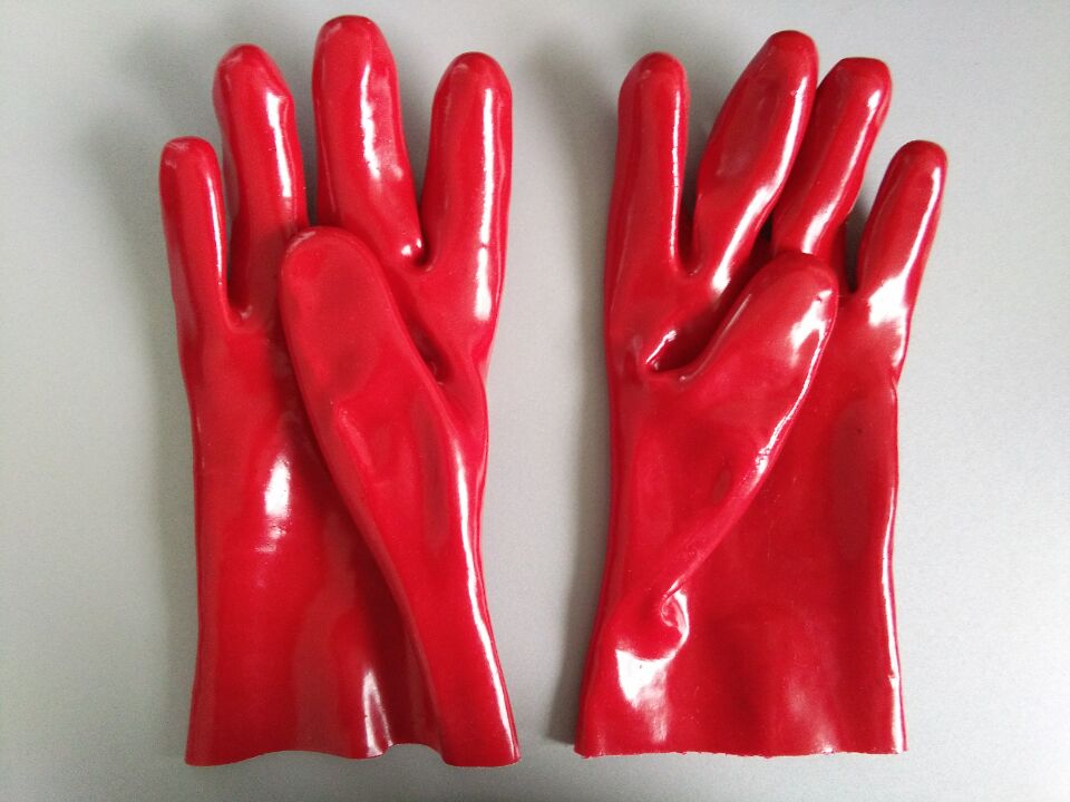 Clique em Luvas Abertas de PVC Red Gauntlet de PVC 11 polegadas