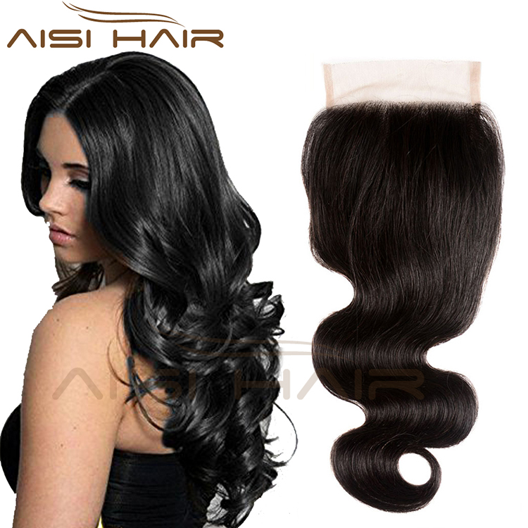 Aisi Hair Top Quality 14 Inch Long Body Wave 4X4 Lace Closure Brazilian Human Hair Extension For Women