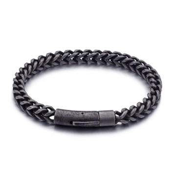 Men's Stainless Steel Black Plated Hip Hop Bracelet