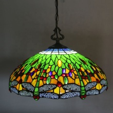 LongHuiJing Scarlet Tiffany-Style Dragonfly Hanging Lamp