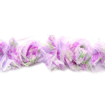 Lilac Tulle Flower Woven Trim, Measures 4.2cm Wide, Various Colors are Available
