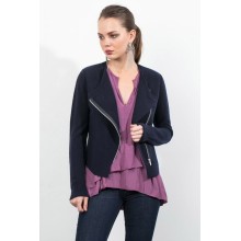 Giacca in Cashmere Moto Zip aperta con doppio zip anteriore