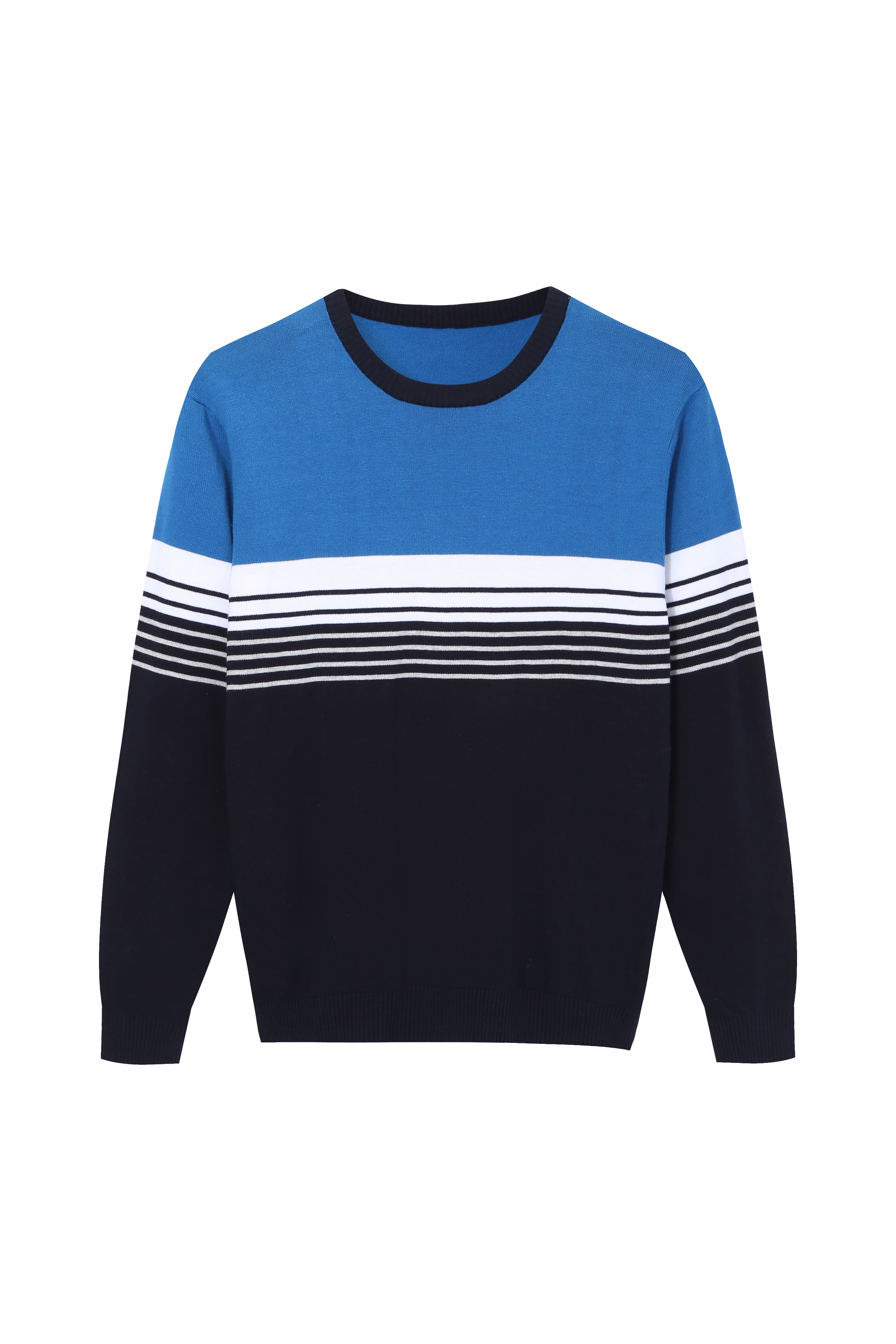 Men's Knitted Multi color Striped Crewneck Sweater