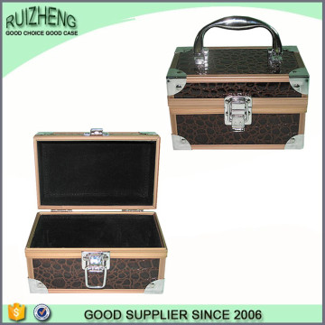 Brown PVC Portable Cosmetic Case Jewelry Box