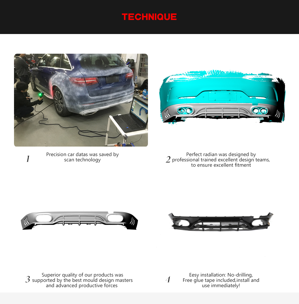 Dry Carbon Fiber X290 Rear Bumper Lip for Mercedes Benz AMG GT 53 GT 43 4-Door 2019 2020