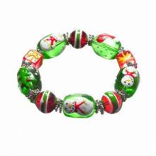 Fashion Popular Christmas Lampwork Glass and CCB Stretch Bracelet