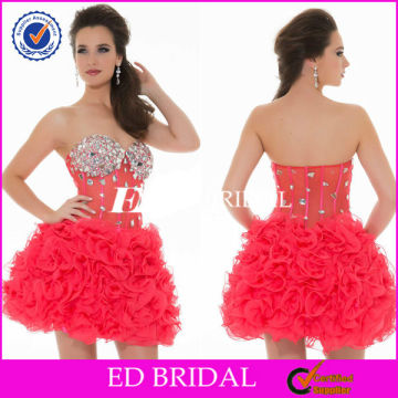 NS821 Sexy Sheer Corset Crystal Beaded Ball Gown Short Puffy Party Dresses