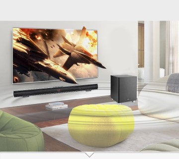 Vibrating diaphragm bluetooth Sound bar speaker with wired subwoofer