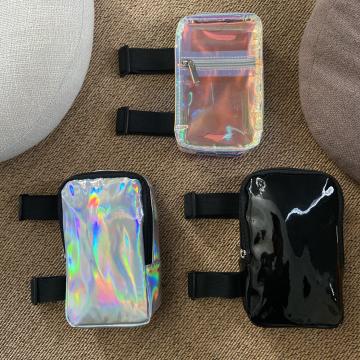 Ready to ship Holographic PU thigh leg Bag For Carnival Phone Leg bag With Adjustable Straps Soft Fanny Pack