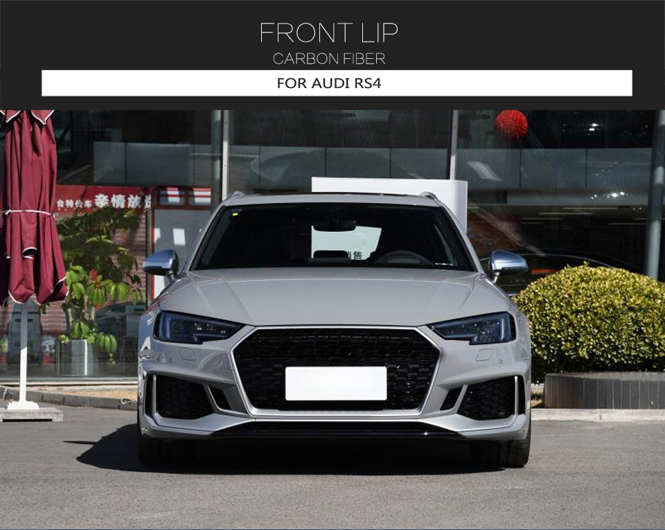 RS4 Dry Carbon Fiber Front Lip with Winglets for Audi RS4 B9 Avant 2019