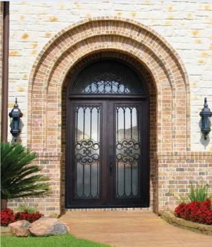 Full Arch Iron Double Doors