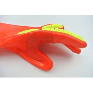 Luvas revestidas de PVC vermelho fluorescente com TPR