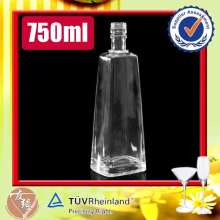 Custom design high white glass 750ml clear rum glass bottle