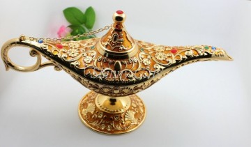 Shinny Gifts Gold Plated Enamel Metal Aladdin Lamp for Souvenir Gift