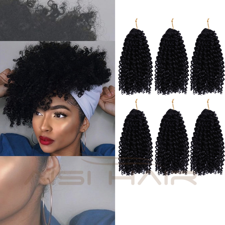 Aisi Hair Hot Selling Cheap Black High Temperature Fiber For Black Women Marly Bob Synthetic Crochet Braiding Hair Extensions