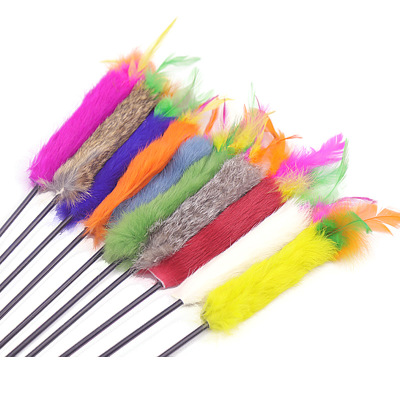 Interactive Cat Toy Funny Feather Toys Play Sticks for Kitten Pet Cat Cat teaser (Multicolor)