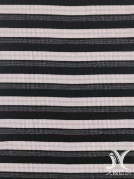 Stripe Metallic Rib Knit Fabric