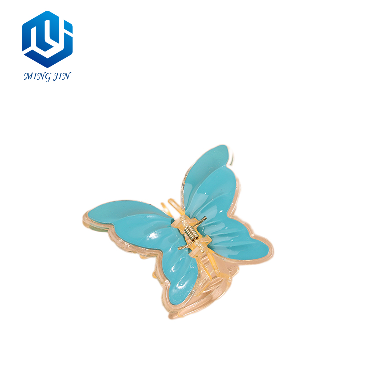 Hot sale Ins Korean Style Resin Hair Claw Colorful Butterfly Hair Clips For Girls