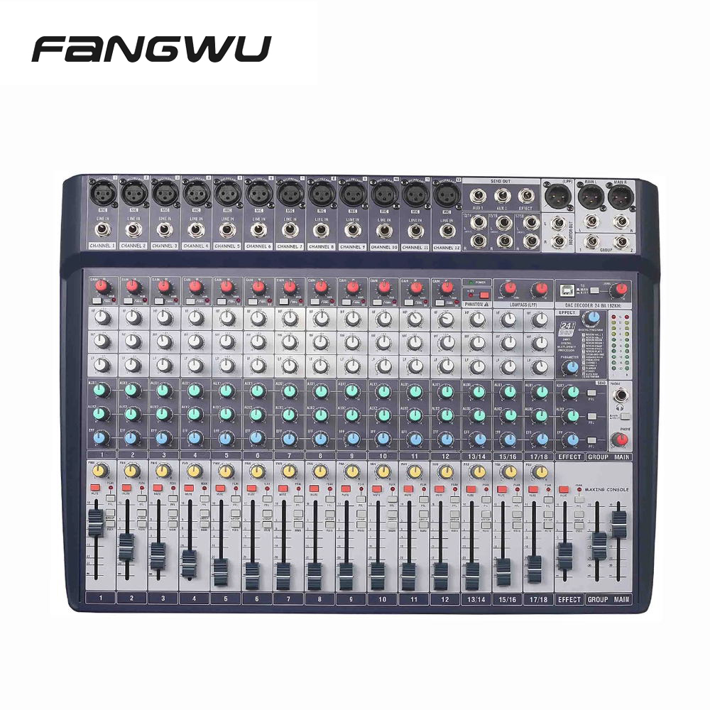 Best Quality 24 Channel DSP Effect Audio Mixers Console With DAC Sound Card