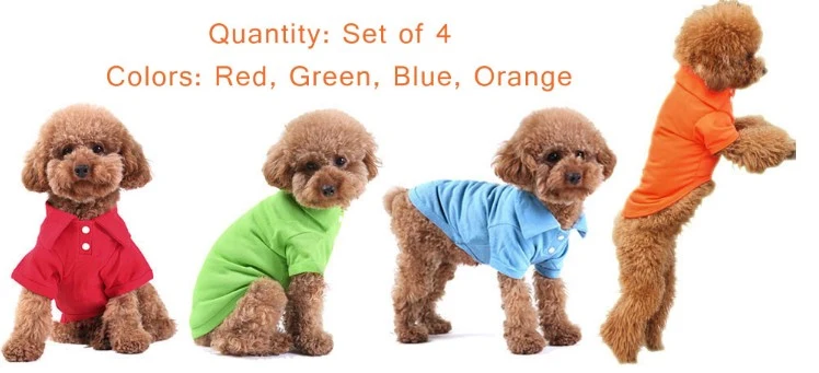 Custom Puppy Clothes Dog Pet Cotton Polo T Shirt 4 Colors