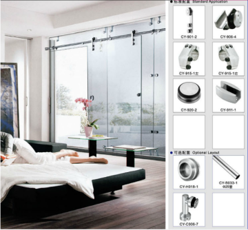 H-1001Frameless Roller glass door shower room slide door fitting