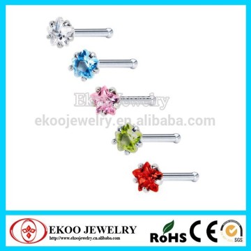 Star CZ Prong Set Nose Stud