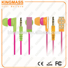 2016 Newest Products Custom patterns printed flat earphones