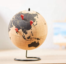 Large Desktop Decoration Cork World Map Globe