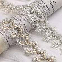 French Pearls Beaded Lace Trim Embroidery Eyelash Lace Border