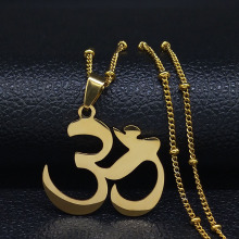 Buddhist OM Mala Yoga Chakra Necklace - Gold Color Stainless Steel Chain Jewelry Gift