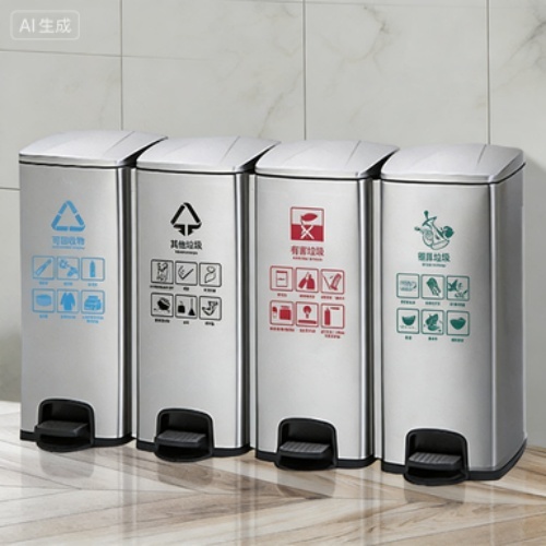 Durable Stainless Steel Trash Can for Dry and Wet Waste Management