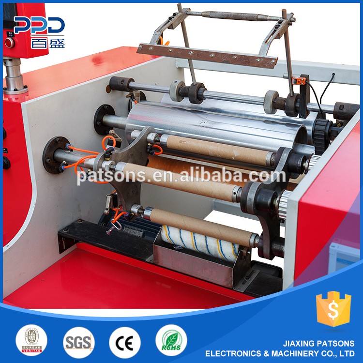 High Speed Automatic Gluing 3 Shaft Aluminium Foil Rewinder Machine