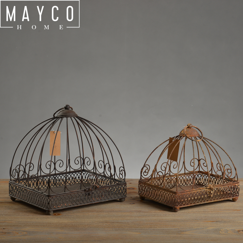 Mayco Antique Rustic Hanging Metal Bird Cage Decoration for Garden