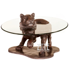 Furniture small animal tiger statue bronze sculptures coffee table base