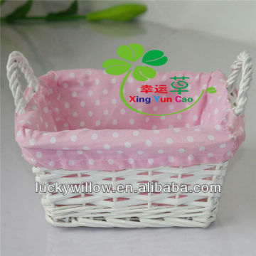 rectangle storage willow basket with handle&lining wholesale