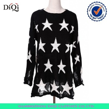 Top selling white stars pullover, custom intarsia sweater, handmade knit pullover