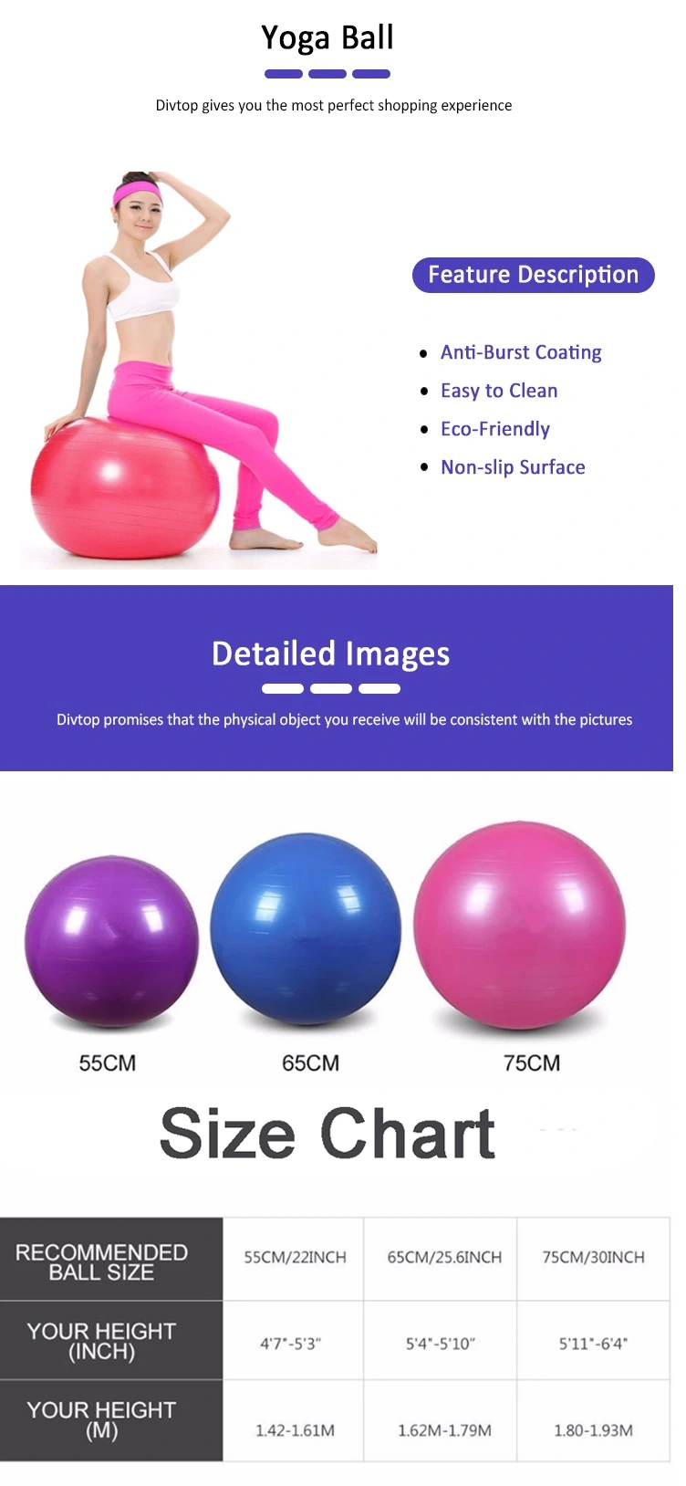 2021 Hot Massage Bosu Balance Exercise Pilates Gym Yoga Ball